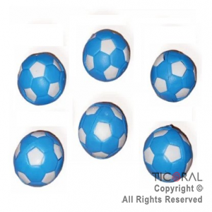 PELOTA FUTBOL CELESTE Y BLANCO 3 CM (COTILLON) x 6 UNIDADES